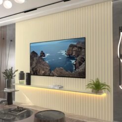 Painel até 85" Nobre Ripado 230 Off White - GELIUS