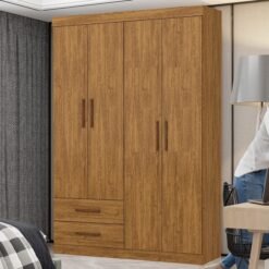 Guarda-Roupa 4 Portas Hércules 1,185 m (Sem Espelho) Cinamono - CARIOCA MÓVEIS