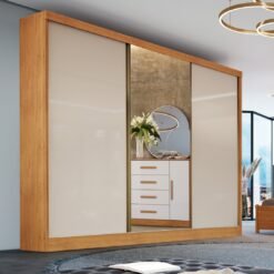 Guarda-Roupa 3 Portas Toronto 2,40 m Nature/Off White - BIANCHI