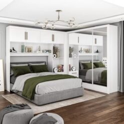 Modulado 4 Portas + Guarda-Roupa 3 Portas Dubai/Santiago Premium Branco - CARIOCA MÓVEIS