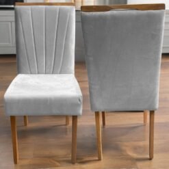 Kit 2 Cadeiras Patrícia 01 Imbuia Mel/Veludo Cinza Prata 148 – CARVALHO DECOR