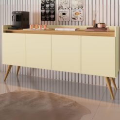 Buffet 4 Portas Gold Pérola/Mel - MÓVEIS PRIMUS