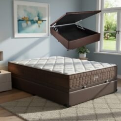 Colchão Casal Star One D28/AG D70 + Base Box Baú Corino Marrom – ANJOS COLCHÕES + ALTO NÍVEL CAMAS E COLCHÕES
