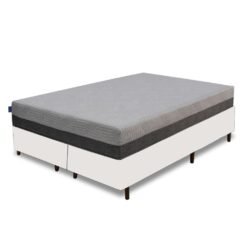 Colchão Queen D28/D40 Fit Visco + Base Box Simples Corino Branco – UMAFLEX + ALTO NÍVEL CAMAS E COLCHÕES