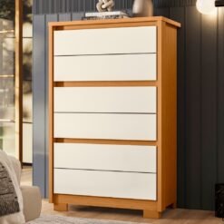 Cômoda 6 Gavetas Unno Cinamono/Off White - MÓVEIS ALBATROZ