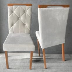 Kit 2 Cadeiras Yasmim Veludo Bege - KM DECOR