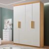Guarda-Roupa 4 Portas Colibri 1,38 m Cinamono/Off White - D'DORO MÓVEIS