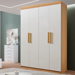 Guarda-Roupa 4 Portas Colibri 1,38 m Cinamono/Off White - D'DORO MÓVEIS