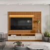Painel até 75" + Rack + Módulo Lateral Ouro Preto Nature/Off White - LINEA BRASIL