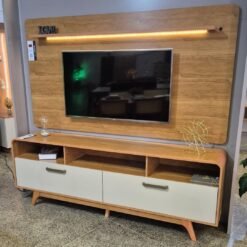 Painel até 70″ Cristal Cinamono + Rack Cristal Cinamono/Off White – JCM MOVELARIA