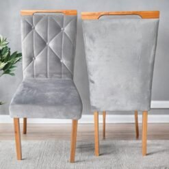 Kit 2 Cadeiras Yasmim Veludo Grafite - KM DECOR