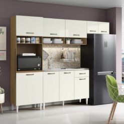 Cozinha Aurora + Balcão para Pia Atenas 249,7 m Atacama/Off White - ARAMÓVEIS