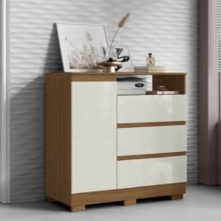 Cômoda 3 Gavetas com Sapateira e Nicho Atacama/Off White - ARAMÓVEIS