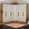 Guarda-Roupa Modulado Rizon 001(Dois Módulos 4 Portas + Um Módulo Canto Oblíquo) Cumaru/Fendi - NOVO HORIZONTE