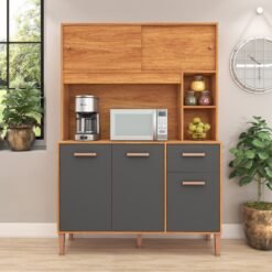 Kit Cozinha Pérola C212 1,20 m Cinamomo/Grafite - FELLICCI