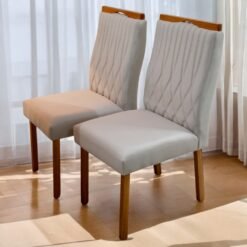 Kit 2 Cadeiras Gênova Mel/Veludo Bege Marfim – ART ASSENTOS