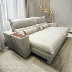 Sofá Retrátil e Reclinável Ravello 2,30 m Linho Marfim 12 - INNOVE ESTOFADOS