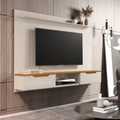 Painel até 65" Studio Off White/Cedro - EDN MÓVEIS