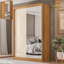 Guarda-Roupa 2 Portas Riva 1,535 m Cinamon/Off White/Cinamon - DEMÓBILE