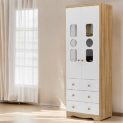 Guarda-Roupa 2 Portas Tedy Branco Brilho/Amêndoa - PEROBA MÓVEIS