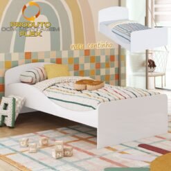 Cama Solteiro Lua Branco Brilho - PEROBA MÓVEIS