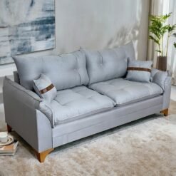 Sofá Living Creta 2,00 m Linho Cinza 27 - BOARETO ESTOFADOS