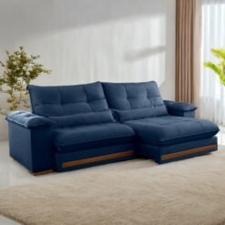 Sofá Retrátil e Reclinável Qatar 2,50 m Azul B024 - TREVO ESTOFADOS