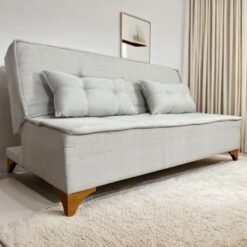 Sofá Cama Zayn 1,86 m Linho Bege 24 - BOARETO ESTOFADOS