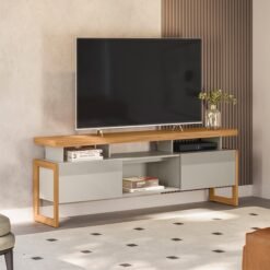 Rack até 70" Esmeralda Nature/Off White - LINEA BRASIL