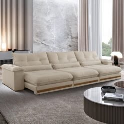 Sofá Retrátil e Reclinável Qatar 3,50 m Veludo Marfim B015 - TREVO ESTOFADOS