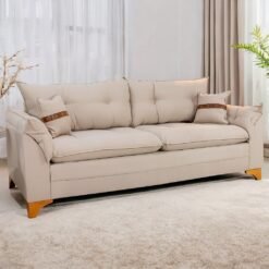 Sofá Living 2,00 m Creta Linho Bege 24 - BOARETO ESTOFADOS