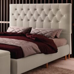 Cabeceira Casal Turim Veludo Bege B015 - LARMÓVEIS/TREVO ESTOFADOS