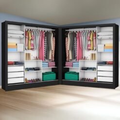 Closet Dubai/Santiago 1,79 m x 1,79 m Preto – CARIOCA MÓVEIS