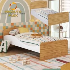 Cama Solteiro Lua Branco Brilho/Amêndoa - PEROBA MÓVEIS