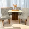 Mesa Salinas/Helô/Los Angeles 120 Cinamomo/Off White com 4 Cadeiras Yasmim Veludo Bege – AVALON DECOR + KM DECOR