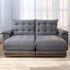 Sofá Retrátil e Reclinável Barcelona 2,50 m Veludo Cinza 321 – ESTOFADOS TEIXEIRA