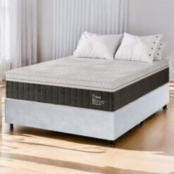 Colchão Casal Terapêutico Massageador Titan/Thor D28 + Base Box Simples Corino Branco – VIERO MÓVEIS + BIOSTAR