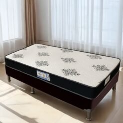 Colchão Solteiro Light D20 + Base Box Simples Corino Marrom – ECOTEC + ALTO NÍVEL CAMAS E COLCHÕES