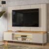 Painel + Rack Santorini Off White/Tauari Fosco - LINEA BRASIL