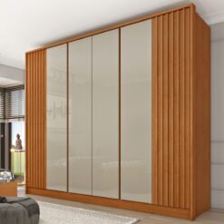 Guarda-Roupa 6 Portas Barcelona/Montserrat Ripado 2,75 m Cinamono/Off White - TCIL