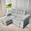 Sofá Retrátil e Reclinável Suíça 2,10 m Veludo Cinza Prata - LEO DECOR