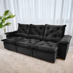 Sofá Retrátil e Reclinável Grécia 2,70 m Preto - QUINE ESTOFADOS