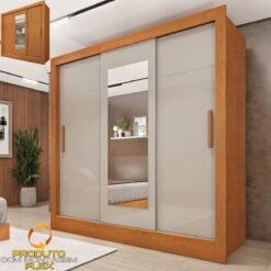 Guarda-Roupa 3 Portas Valência/Turia 1,90 m Cinamono/Off White/Cinamono - TCIL