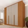 Guarda-Roupa 6 Portas Guarani/Chade Ripado 2,44m Cinamomo/Off White - TCIL