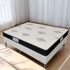 Colchão Casal Light D20 + Base Box Simples Corino Branco – ECOTEC + BIOSTAR