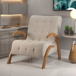 Poltrona Martha/Flower Mel/Veludo Marfim - VIERO MÓVEIS