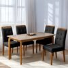 Mesa Alegra 120 Cinamomo/Off White com 4 Cadeiras Sophia Veludo Preto – JCM MOVELARIA + WM DECOR