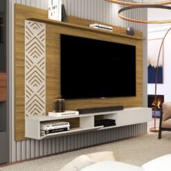 Painel até 60" Roma Nature/Off White - MADEC/VJ MÓVEIS