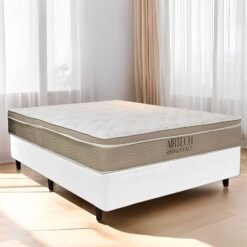 Colchão Casal Airtech Springpocket + Base Box Simples Corino Branco – ORTOBOM + ALTO NÍVEL CAMAS E COLCHÕES