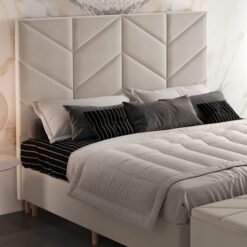 Cabeceira Queen Berlim Veludo Bege B015 - LARMÓVEIS/TREVO ESTOFADOS